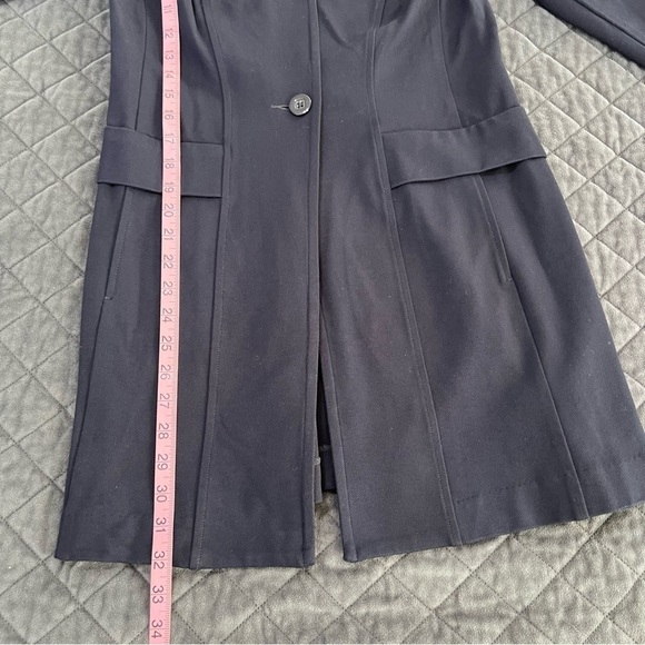 Cabi Coat Women Small Mid Length Sweater The Lido jacket Blue Long Ponte Knit F - Picture 7 of 8